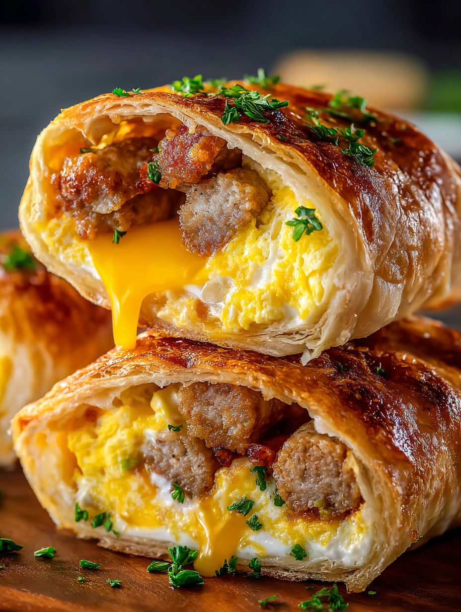 Easy Sausage, Egg, and Cheese Breakfast Roll-Ups.