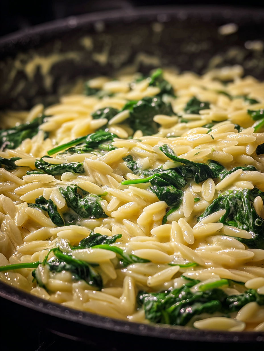 A dish of pasta with spinach and ricotta.