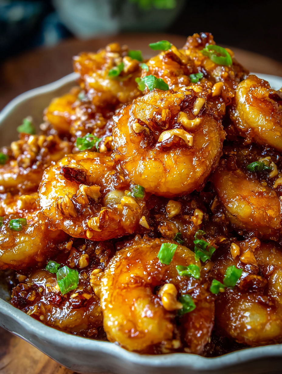 A bowl of honey walnut shrimp.