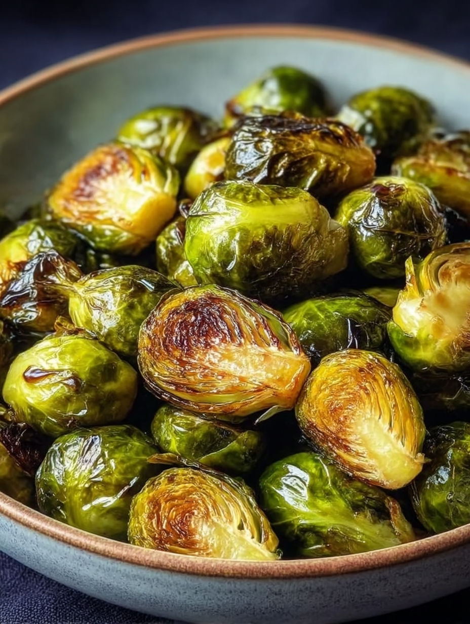 A bowl of cooked Brussels sprouts.