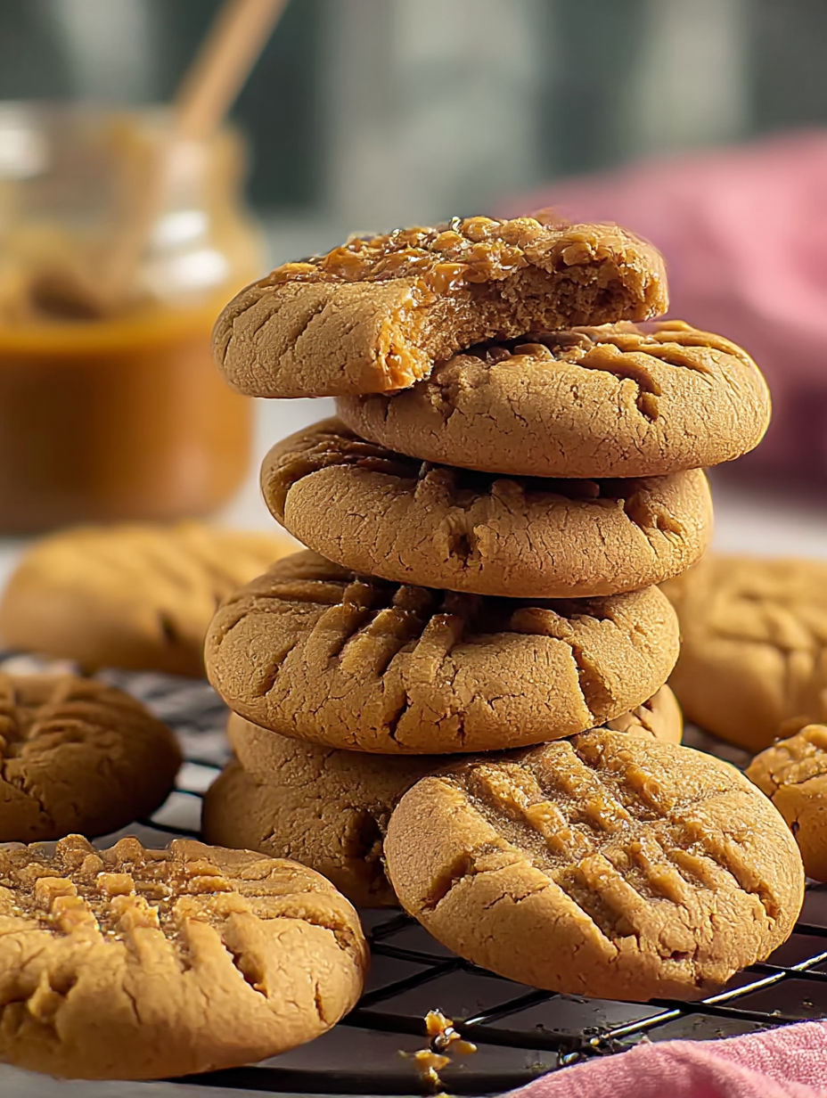 A stack of peanut butter cookies.