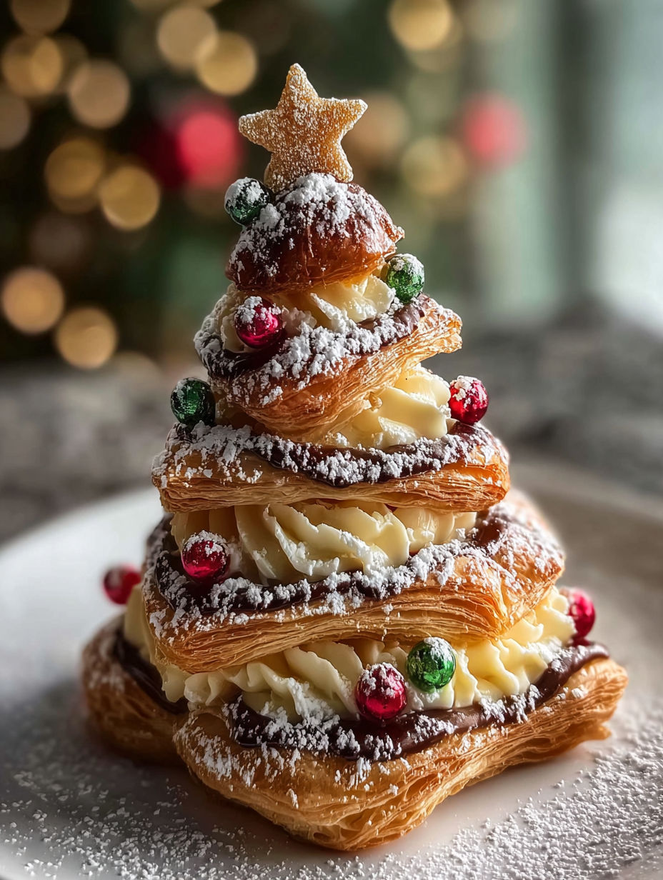 A pastry shaped like a Christmas tree.
