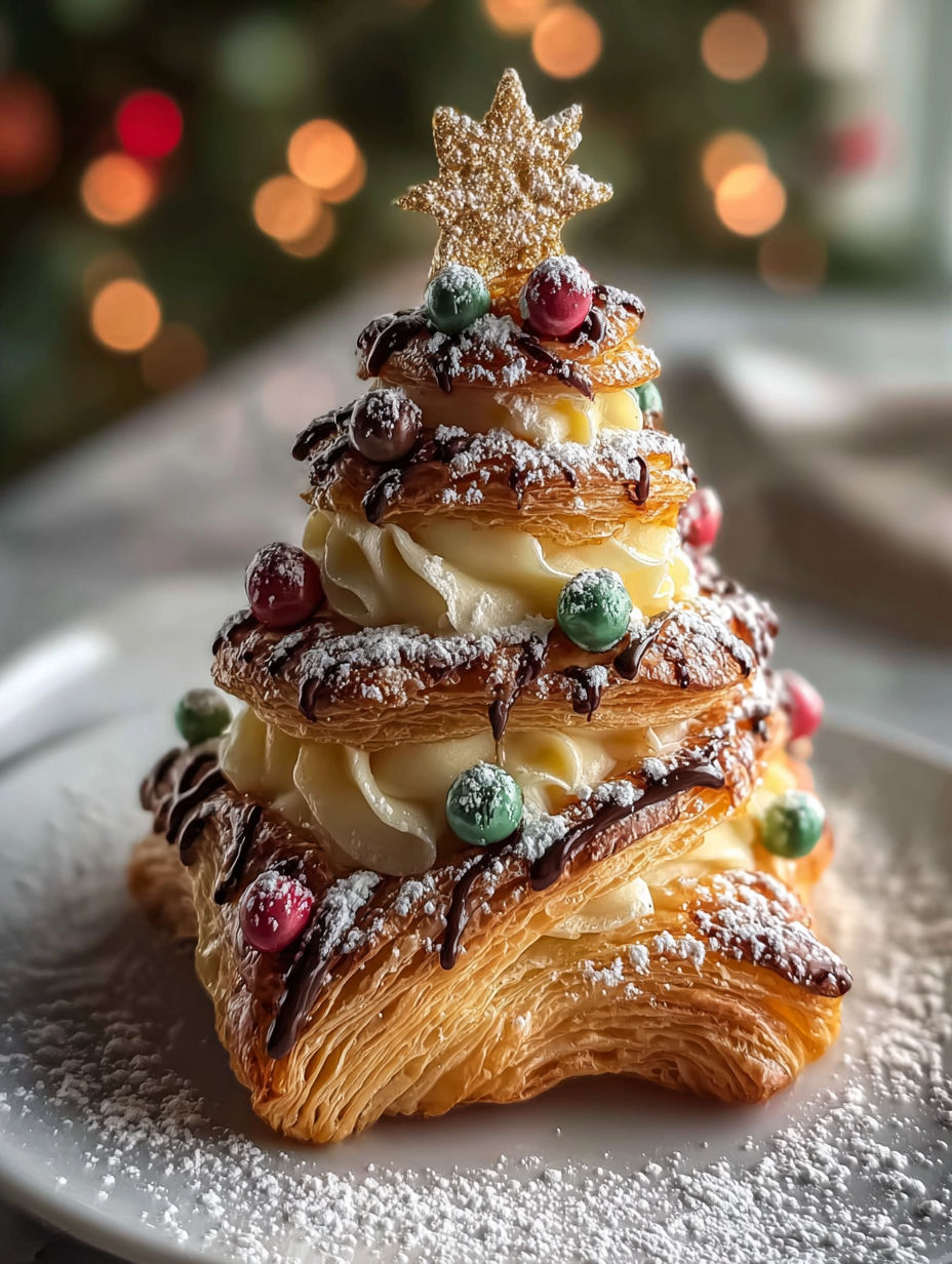 A pastry shaped like a Christmas tree.