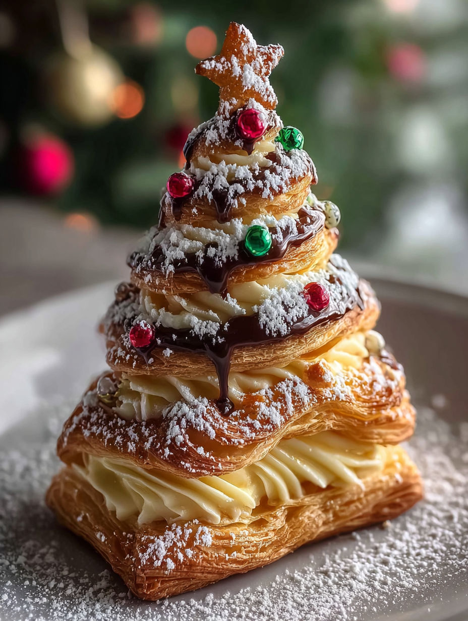 A pastry shaped like a Christmas tree.
