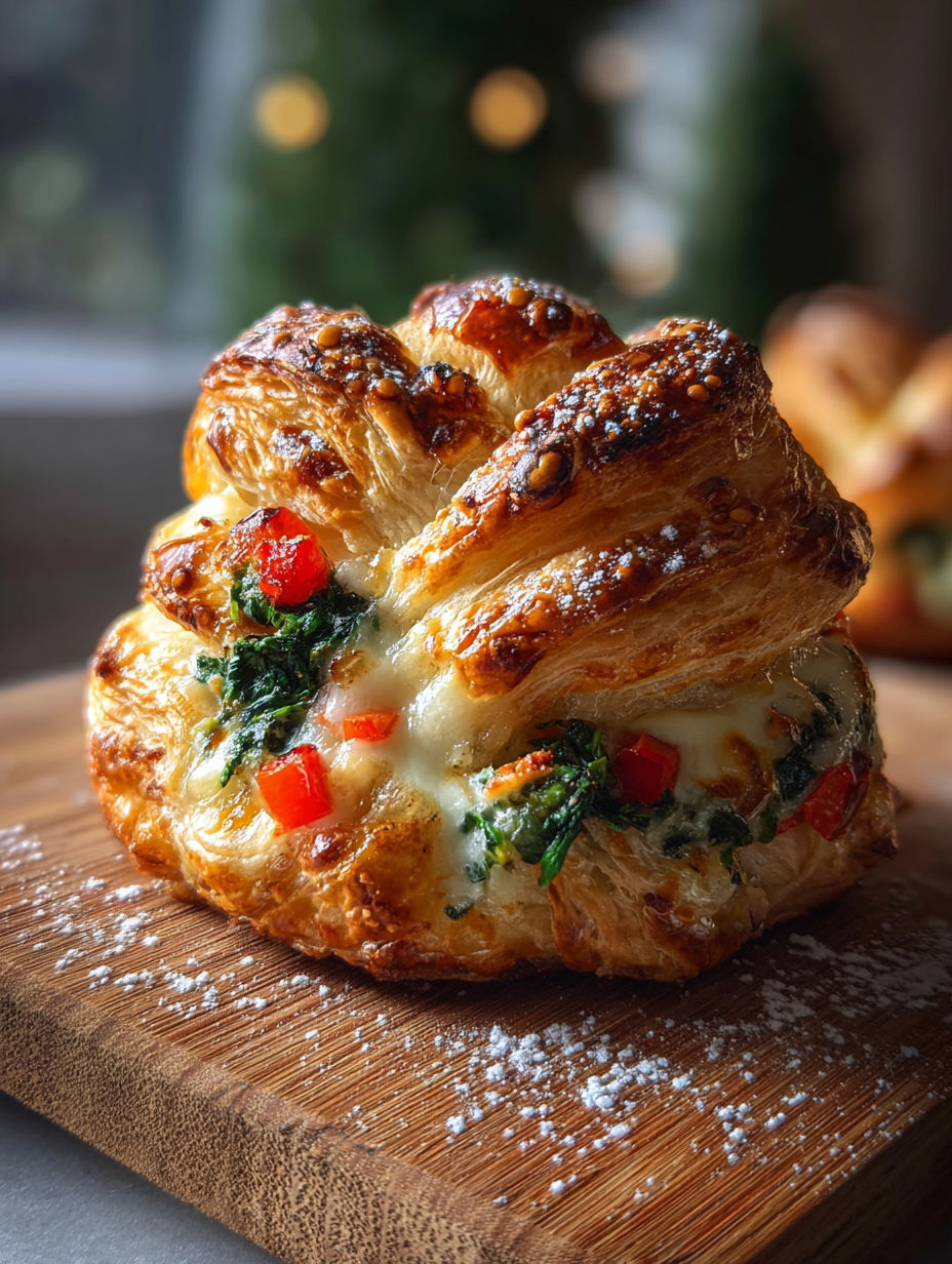 A pastry with a green topping sits on a table.