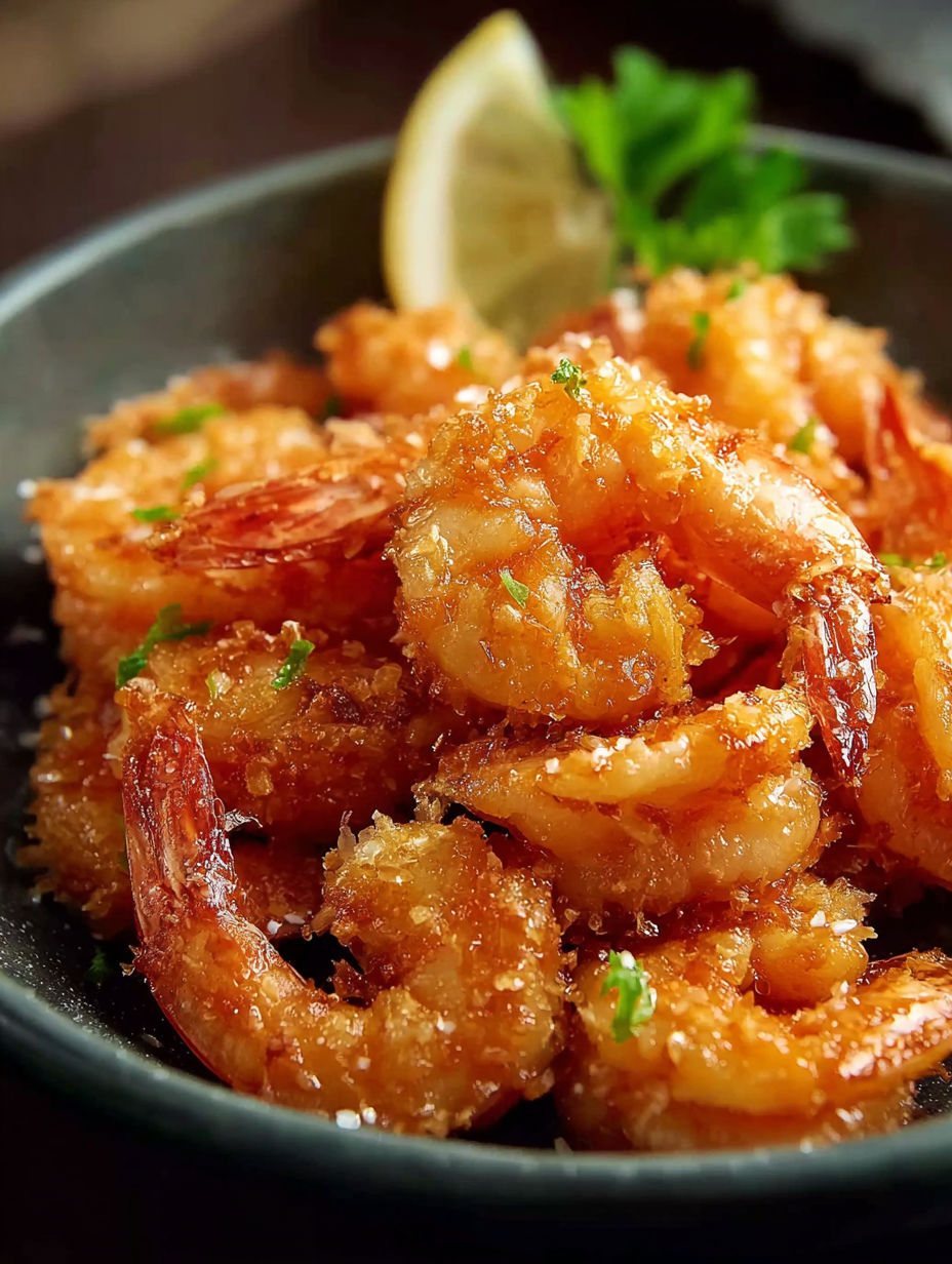 A plate of Chinese Coconut Shrimp.