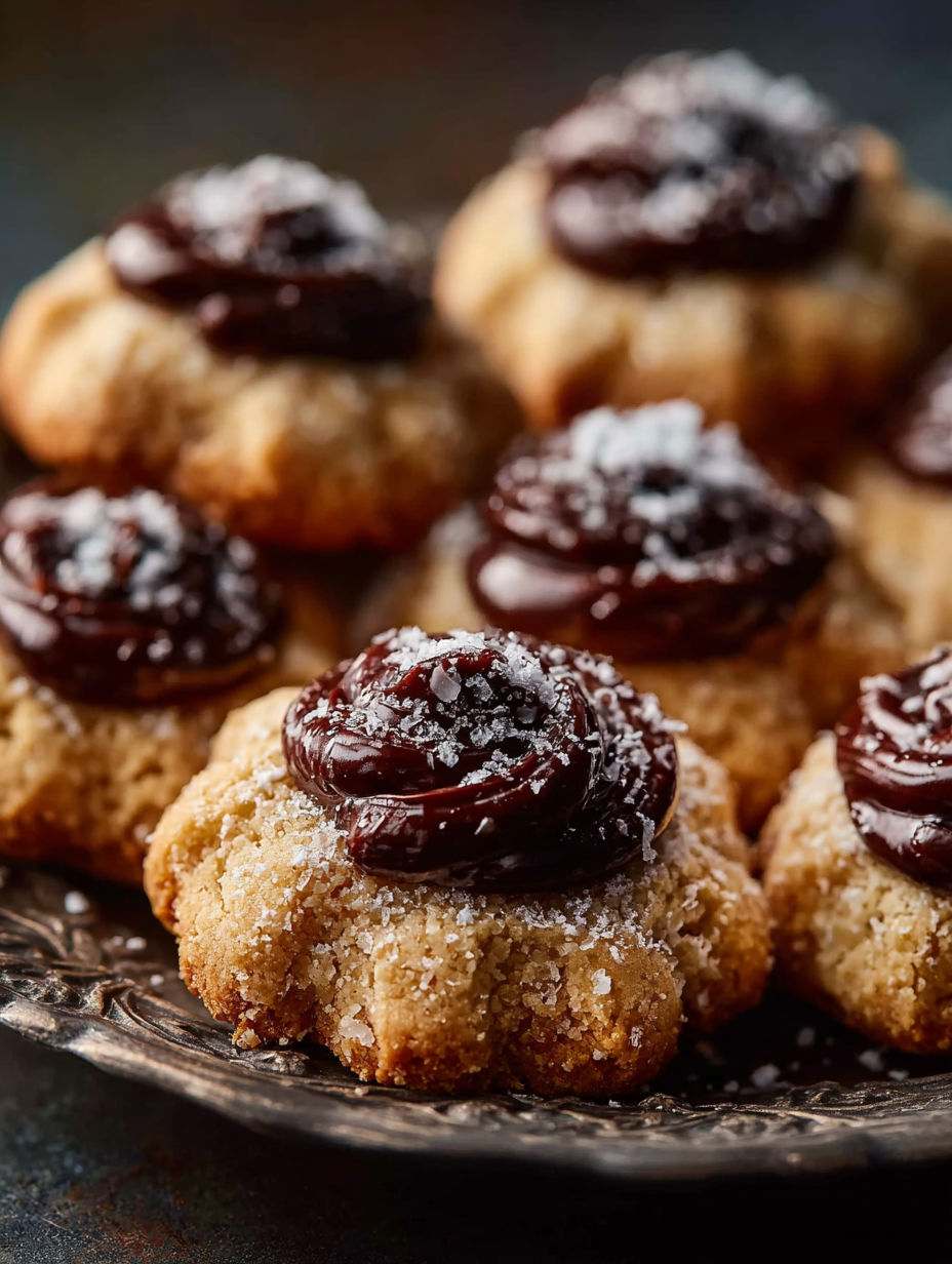 A plate of Buttery Italian Cannoli Thumbprint Cookies.