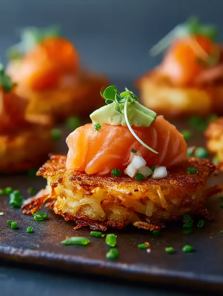 A salmon crispy rice appetizer.
