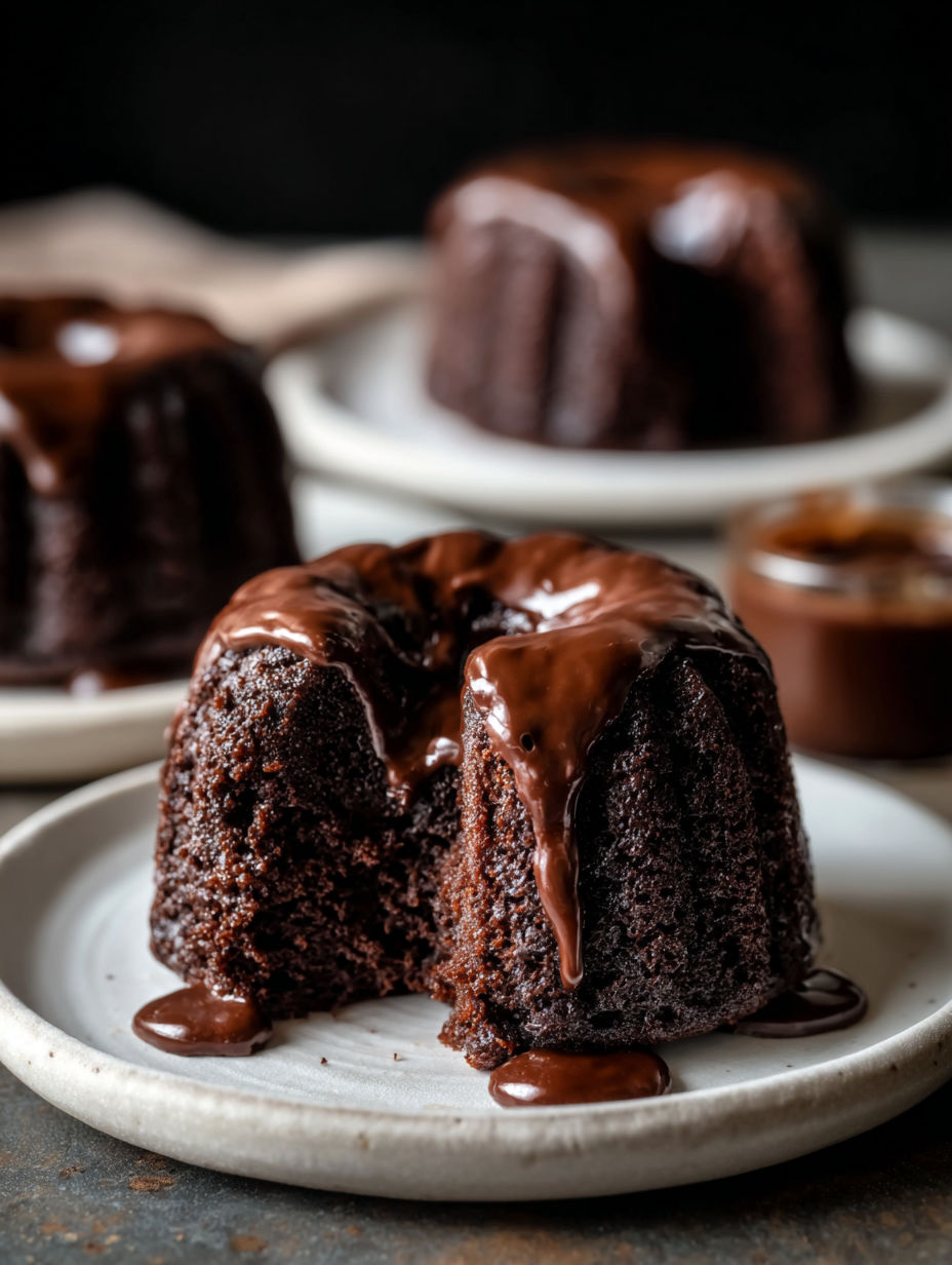 A chocolate cake with chocolate drizzle.
