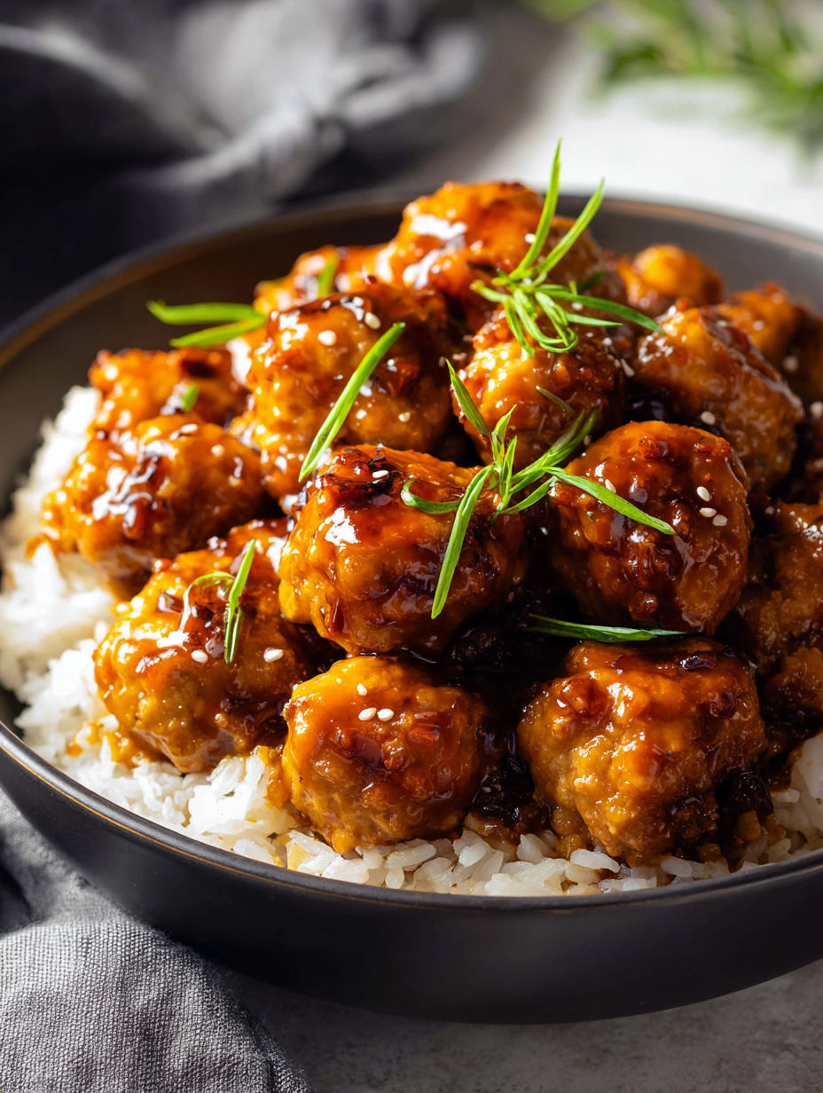 A plate of food with chicken and rice.
