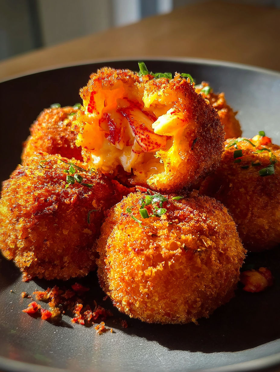 A plate of lobster croquettes.