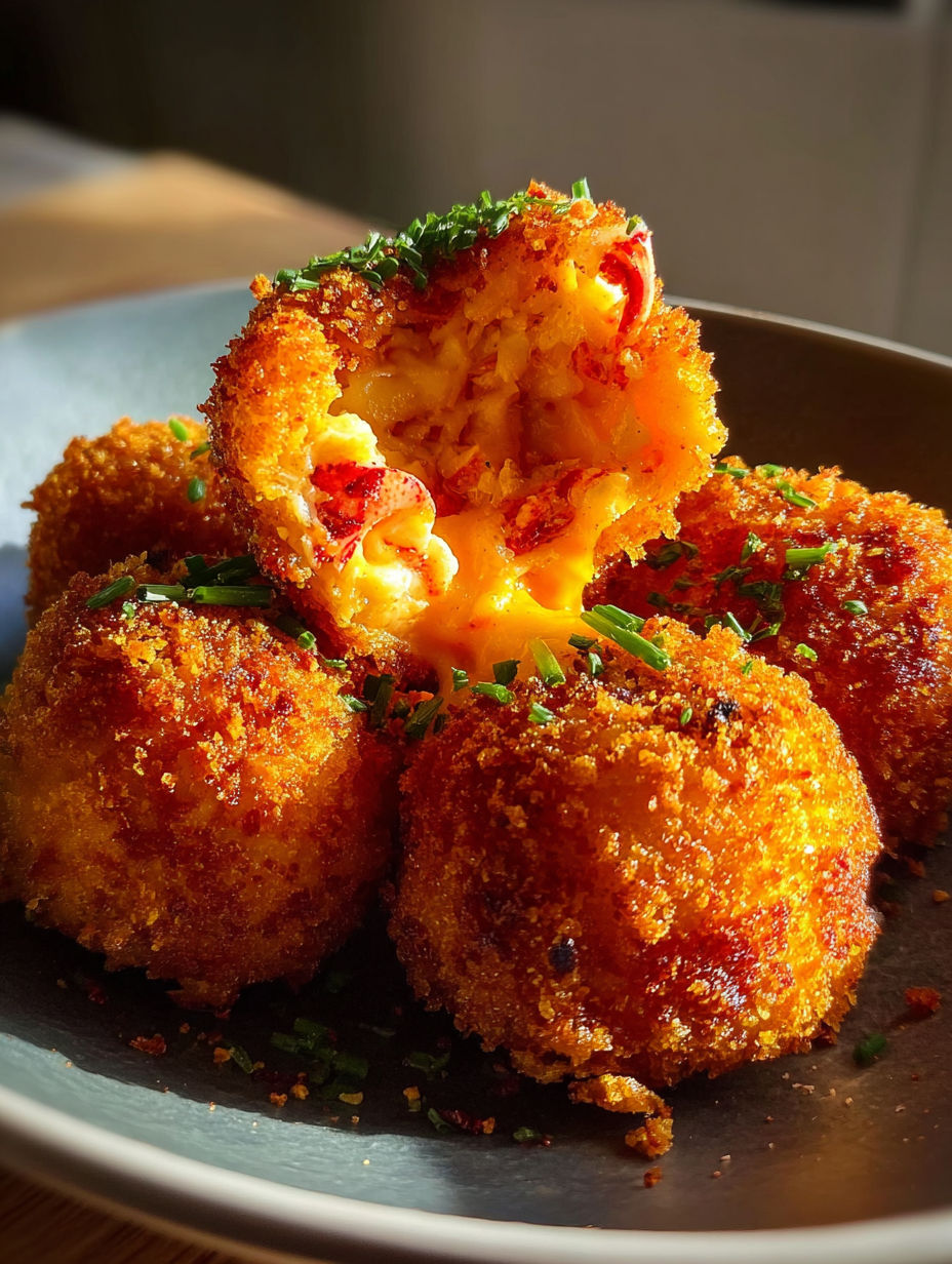A plate of lobster croquettes.