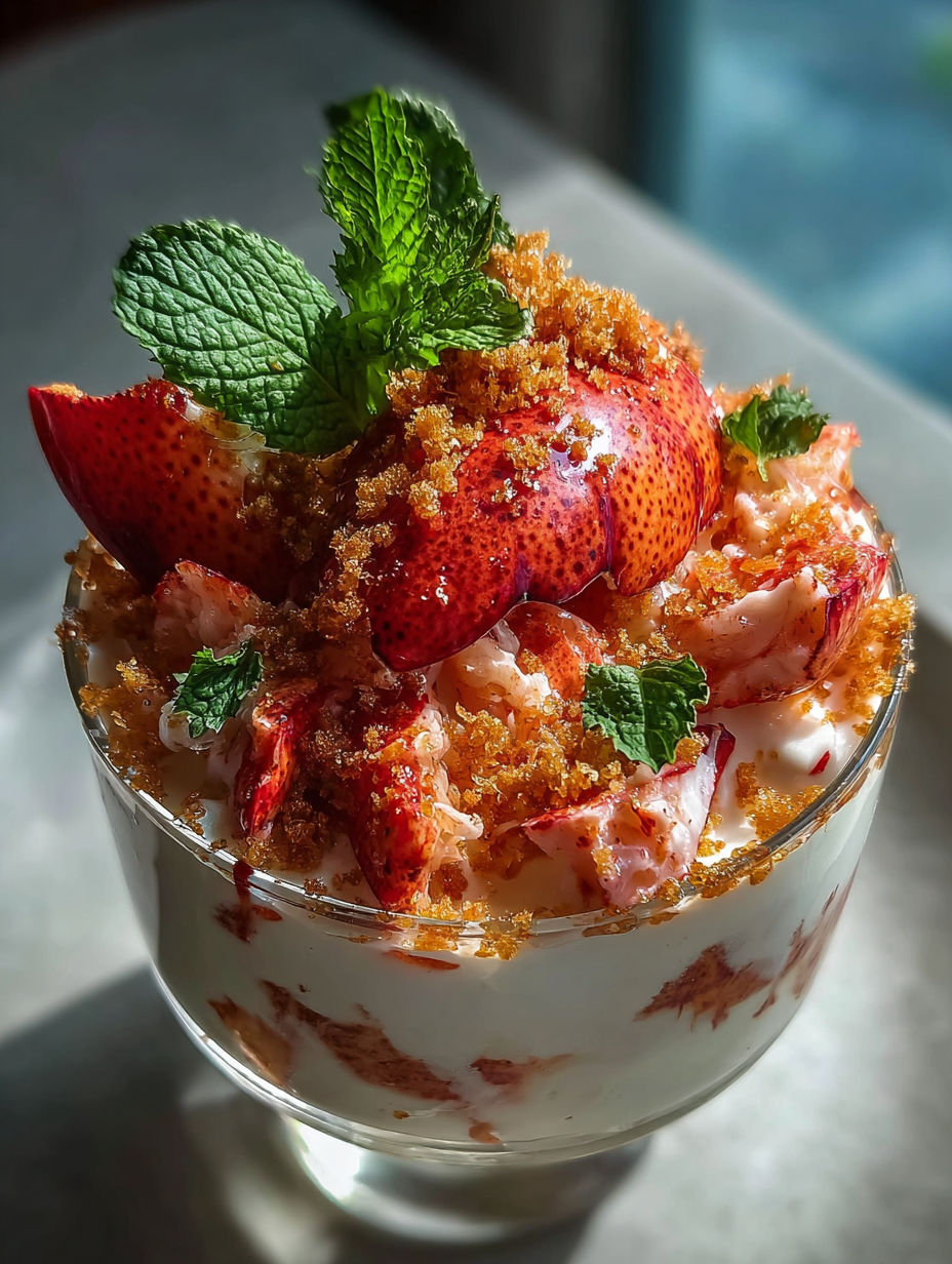 A dessert made with lobster and strawberries.