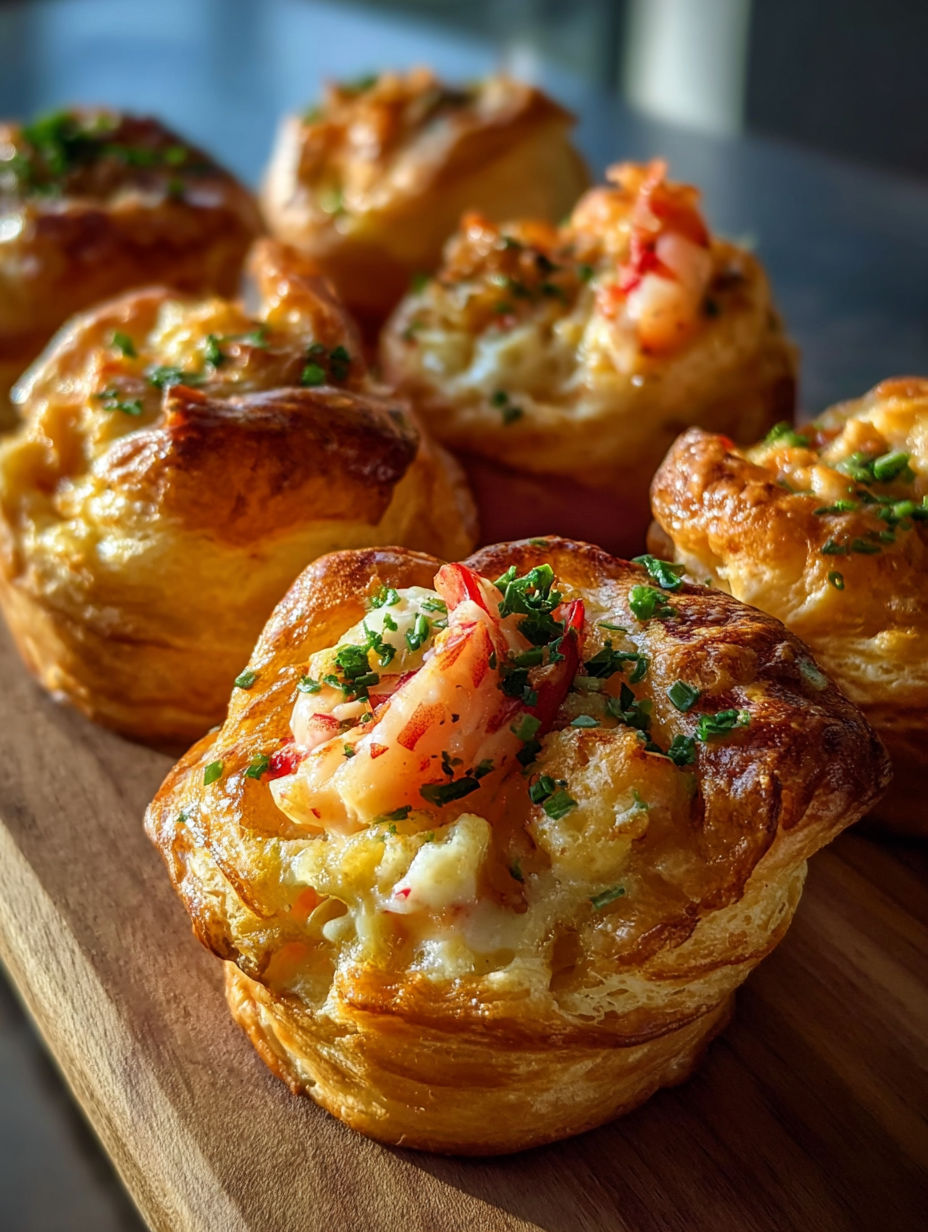 A plate of lobster puffs.