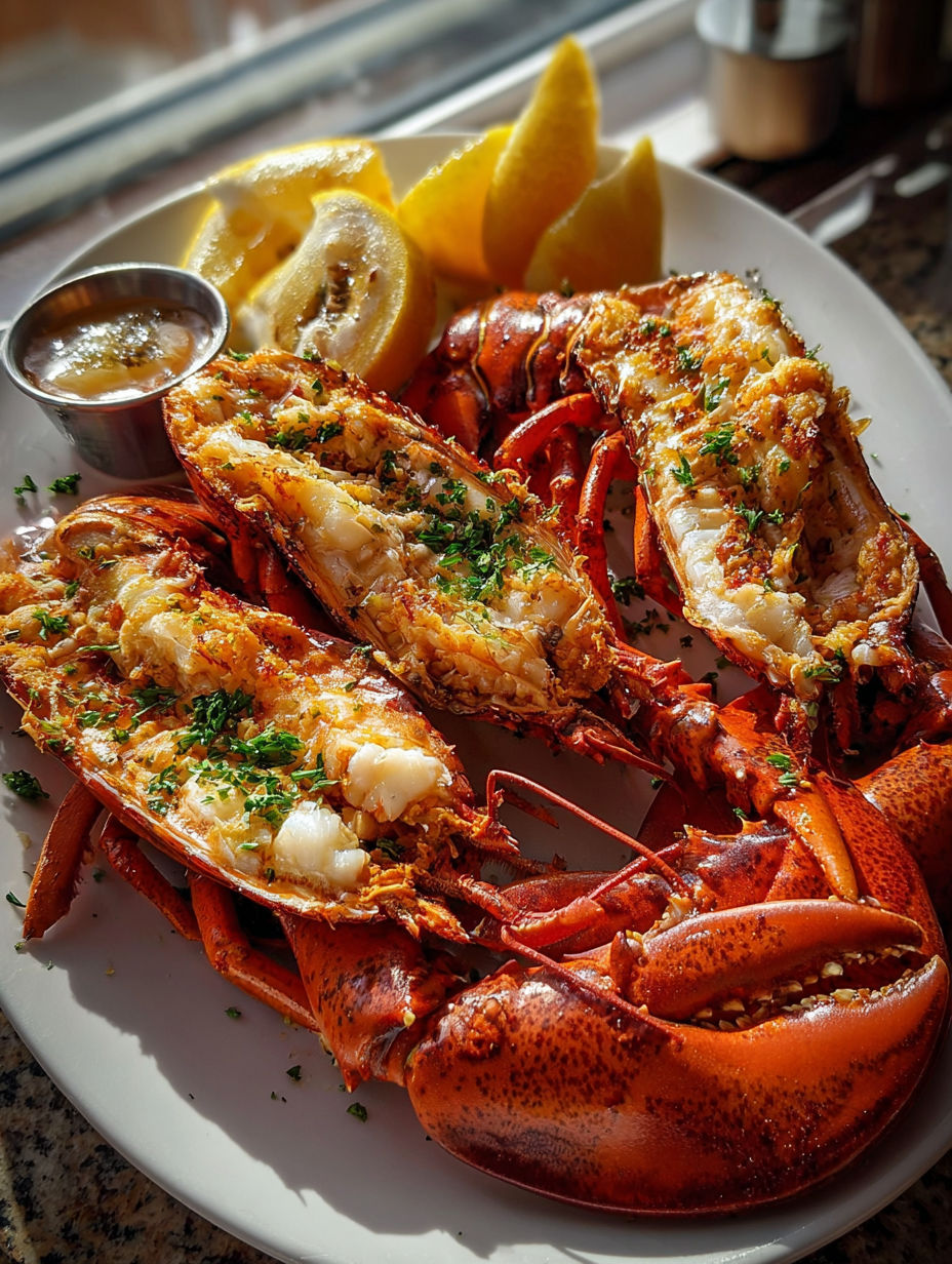 A delicious meal of lobster and lemon.