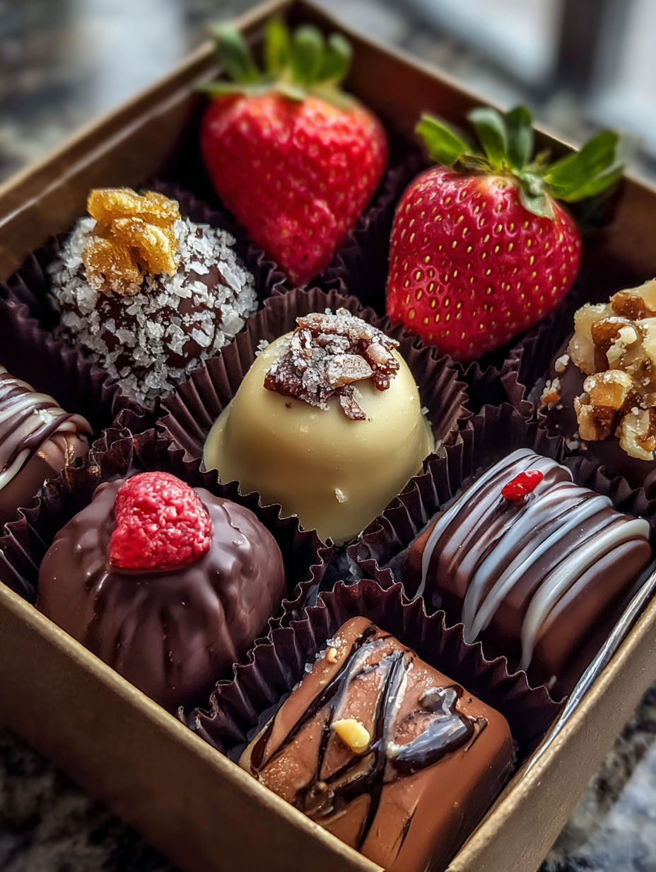 A box of delicious chocolates and candies.