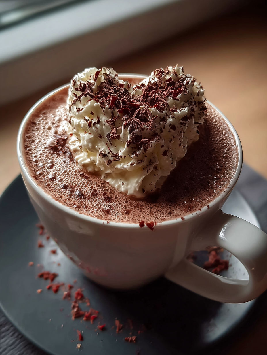 A delicious meal of a heart shaped dessert.