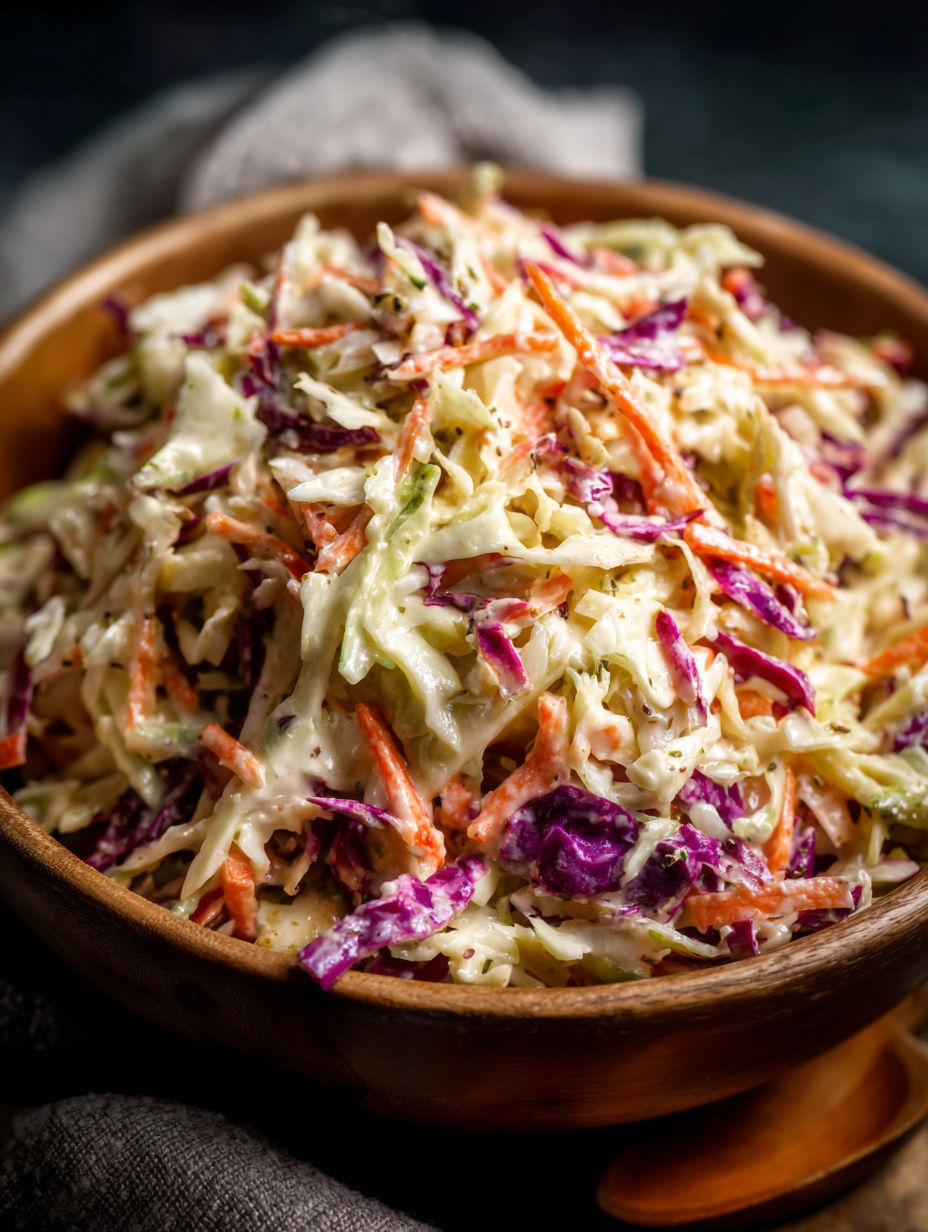 A bowl of coleslaw with a variety of vegetables.
