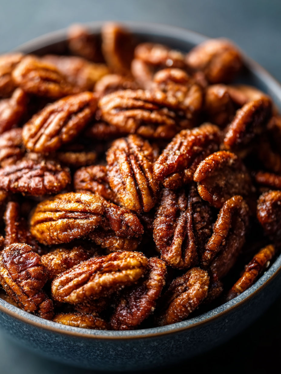 A bowl of pecans in a pan.