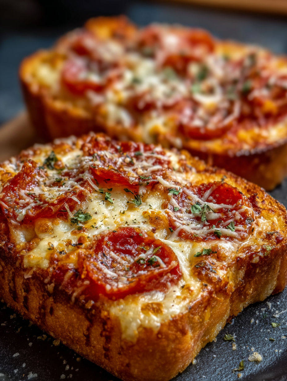 Two pieces of bread with tomatoes and cheese.