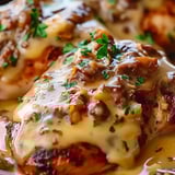 A delicious Texas Roadhouse smothered chicken.