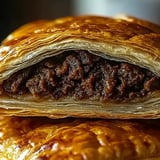 A slice of Jamaican beef patty delight.