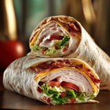 A sandwich is on a table.