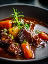 French beef stew with carrots and parsley.
