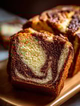 A slice of cream cheese cinnamon swirl banana bread.