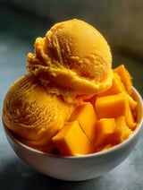 A bowl of mango sorbet.