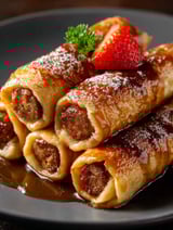 A delicious meal of pastries and strawberries.