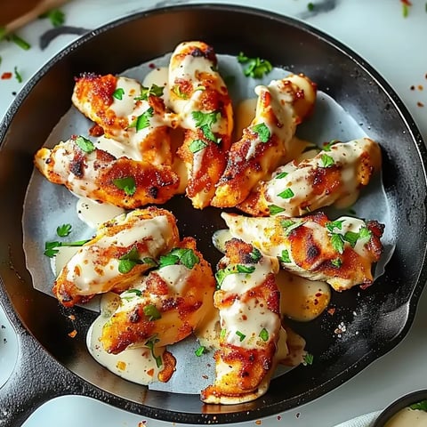 A pan of garlic chicken wraps.