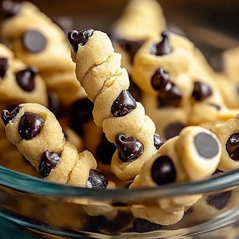 A bowl of chocolate chip dough twists.