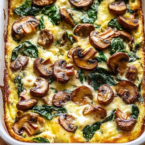 A dish with mushrooms and spinach.