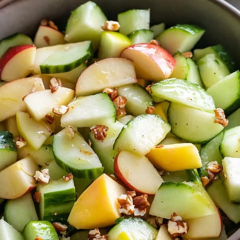 A bowl of crunchy apple cucumber salad.