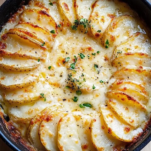 A close up of a delicious potato gratin.
