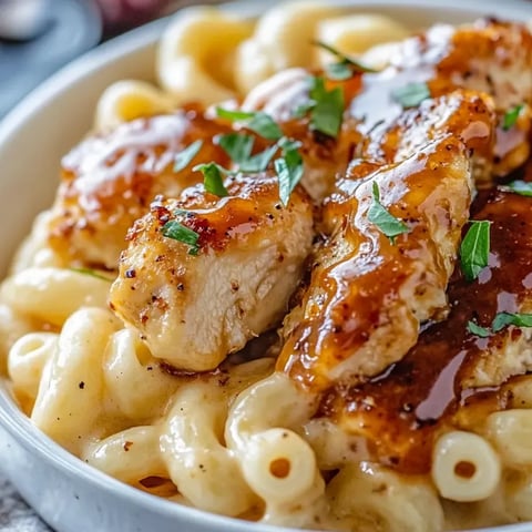 A bowl of Honey Pepper Chicken Mac.