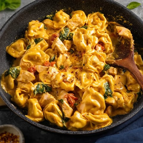 A delicious meal of chicken tortellini.