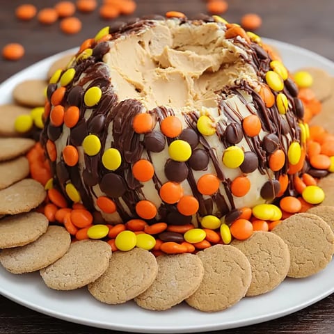 A plate of cookies with a peanut butter and chocolate dessert in the middle.