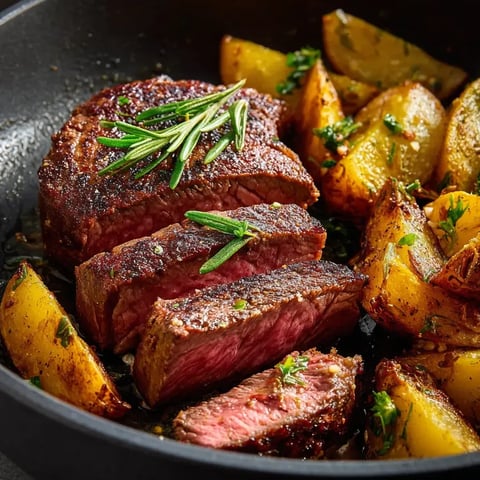 A bowl of meat and potatoes.
