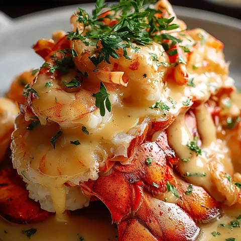 A plate of food with shrimp and lobster.