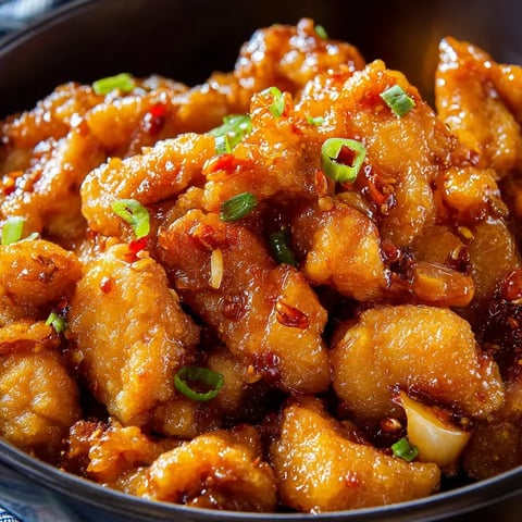 A bowl of chicken with green onions.