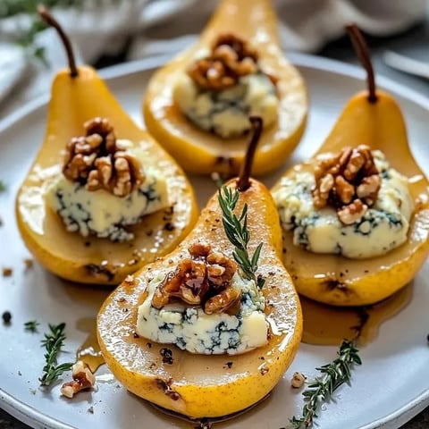 A plate of pears with nuts and cheese on top.