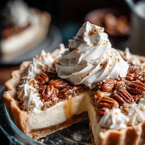 A slice of pie with whipped cream on top.