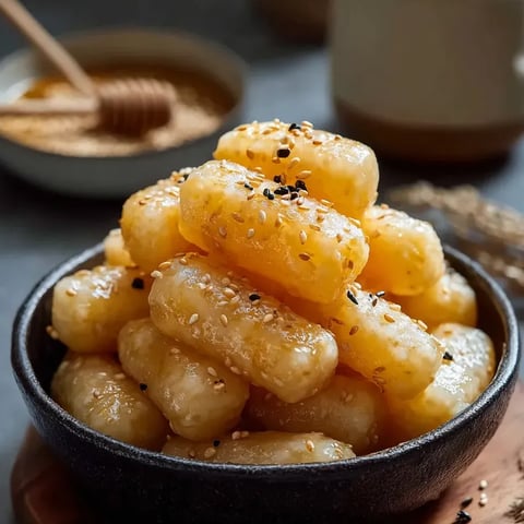 A bowl of food with sesame seeds on top.