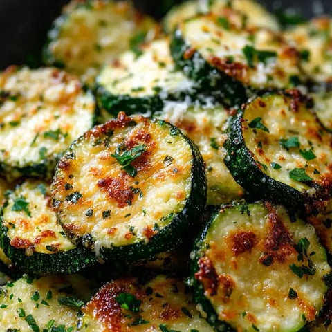 A plate of grilled zucchini with cheese and herbs.
