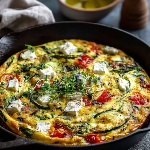 A vegetable omelet with cheese and tomatoes.