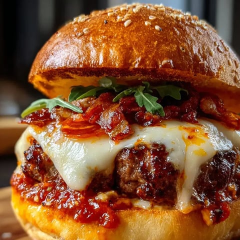 A close up of a burger with cheese and bacon.