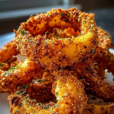 A plate of fried onion rings.
