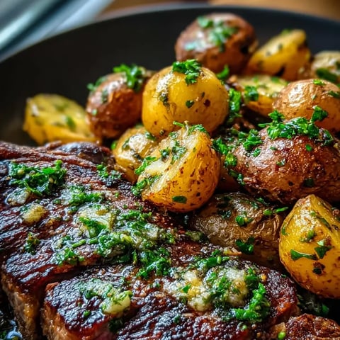 A plate of meat and potatoes.